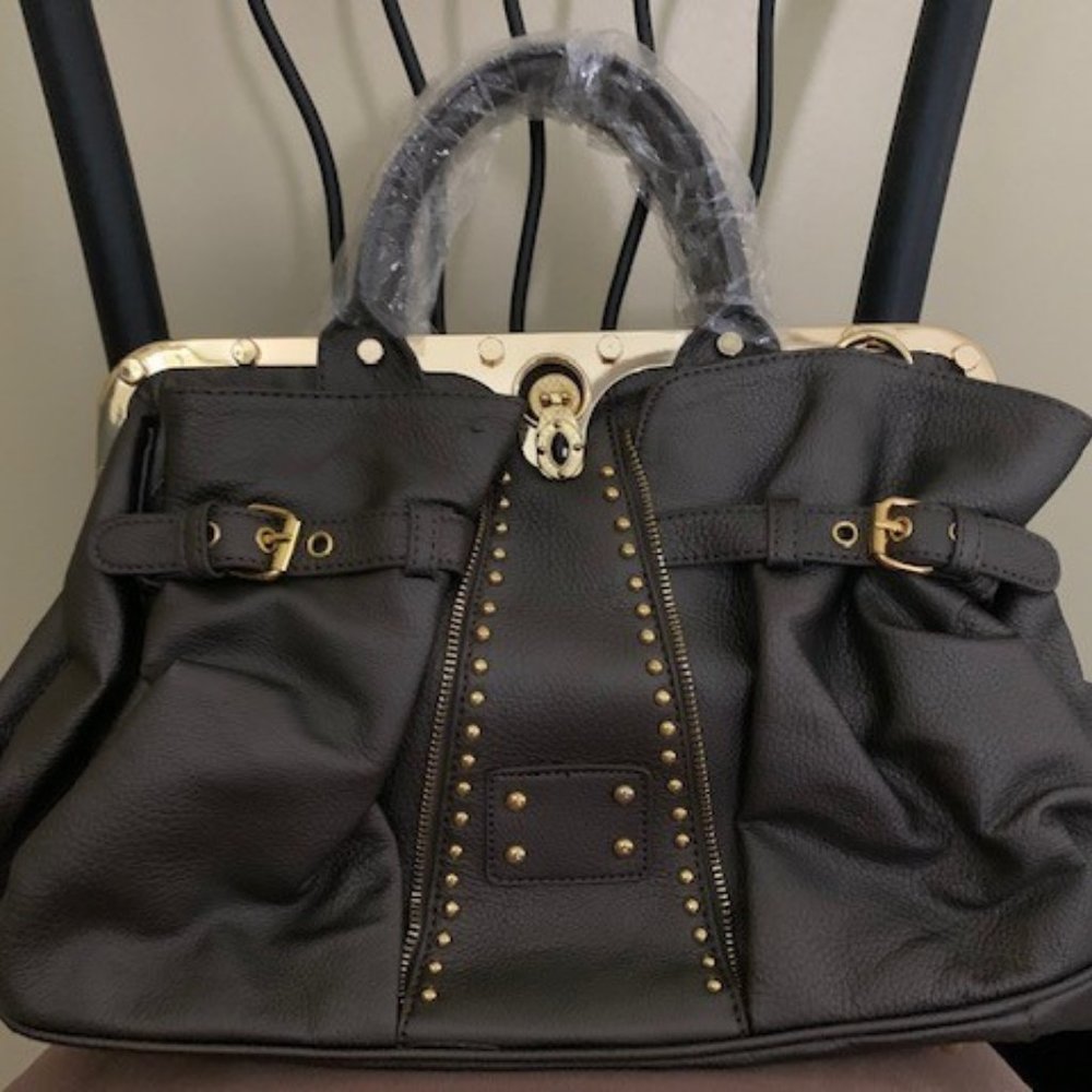 Gray and Gold bejeweled handbag